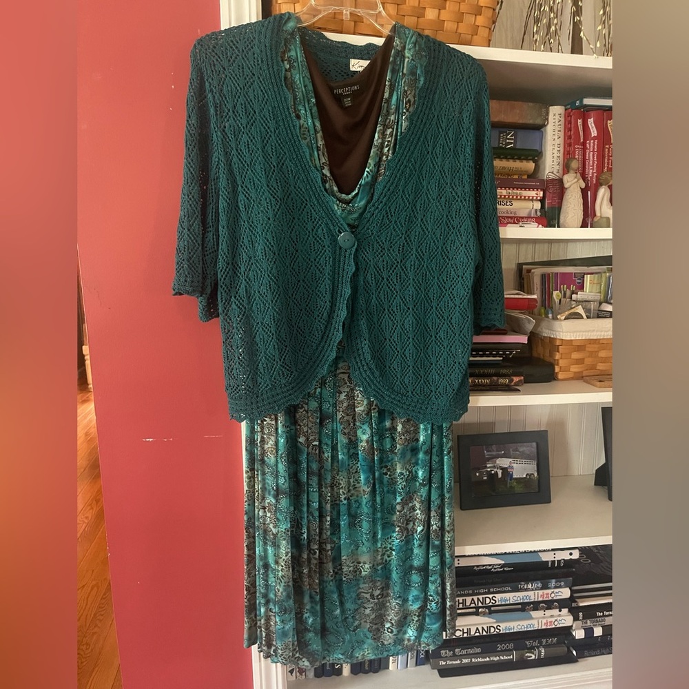 Perceptions sleeveless dress with Kim Rogers shrug
